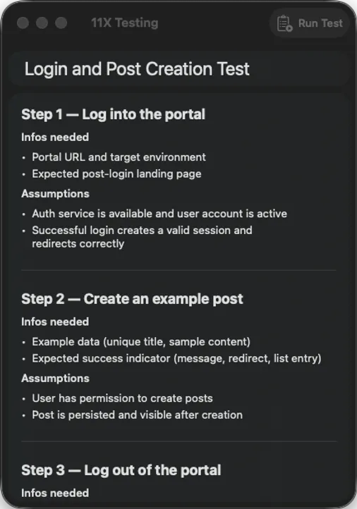 Human-readable, maintainable test specs